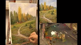 Тропинка. Работа с ограниченной палитрой. Как нарисовать осень. Oil painting. Landscape