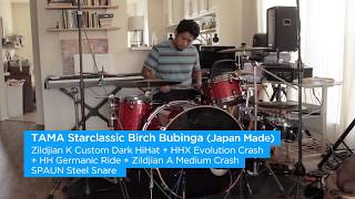 Selling Tama Starclassic Birch Bubinga Demo + Spaun Snare + Zildjian & Sabian Cymbals