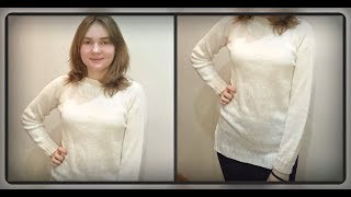 Женский свитер - туника, регланом сверху, вязание спицами