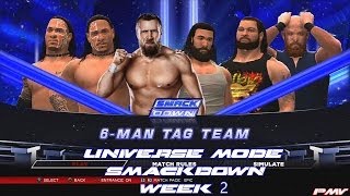 WWE 2K14 Universe Mode Week 2 SmackDown Usos and Bryan vs Wyatt Family