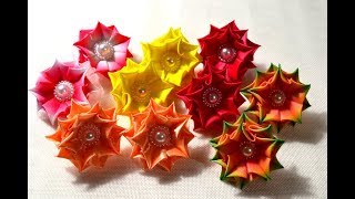 ?Топ ?Продаж/Цветы "Звездочки" из лент 2.5 см?/Beautiful Flowers Kanzashi/Tutorial/D.I.Y