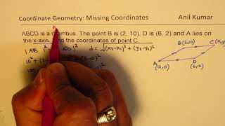 Find the Missing points on the Rhombus with Diagonal Vertices Given Coordinate Geometry MPM2D