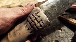 резьба типа плетение как на лаптях для оформления рукояток различных