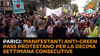 Parigi: manifestanti anti-green pass protestano per la decima settimana consecutive