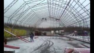 монтаж арочника , быстровозводимый ангар.
