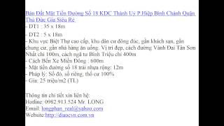 Bán Đất Đường 18 P F Hiệp Bình Chánh QuậnThủ Đức