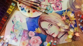 ЛАЙФХАКИ и секреты акварели для начинающих художников ♡ Советы + урок рисования  | Katerina Rise