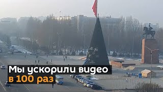 Видео установки главной елки КР, ускоренное в 100 раз