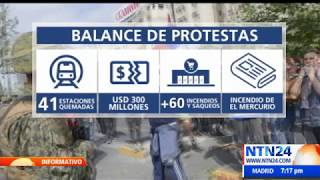 Daños al sistema de metro de Santiago de Chile superan los 300 millones de dólares