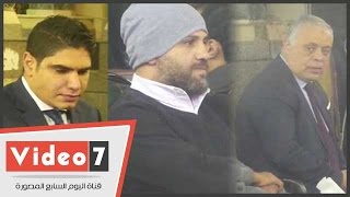 أبو هشيمة وساندرا نشأت وهشام ماجد ودنيا عبد العزيز فى عزاء والد خالد سليم