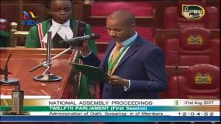 Babu Owino adds 'Raila Odinga' and 'TIBIM' during swearing in