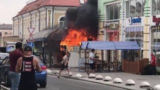 Пожар на Центральном рынке в Ростове