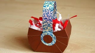 Как сделать корзину для подарка. Поделка из картона и цветной бумаги своими руками.