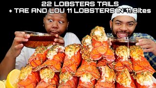 22 LOBSTER TAILS IN 11 BITES MUKBANG CHALLENGE BY TAE AND LOU