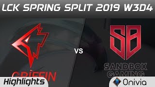 GRF vs SB Highlights Game 1 LCK Spring 2019 W3D4 Griffin vs Sandbox Gaming by Onivia