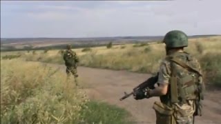 Съемки боя ополчения ДНР с участием танков. 25 июля 2014. Боевые действия на Юго-Востоке Украины.
