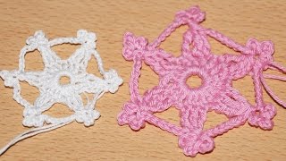 Вязание крючком для начинающих. Снежинка №1  ///  Crochet for beginners. snowflake №1