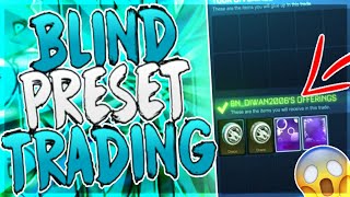 "INSANE' BLIND PRESET TRADING/ I GOT HIS SKY BLUE DRACO ON ROCKET LEAGUE!! INSANE NEW BLIND TRADING