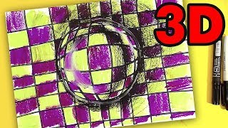 3D РИСУНОК для начинающих / как нарисовать ШАР СТЕКЛО урок с объяснением