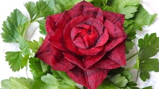 Карвинг из овощей и фруктов  свекла роза Vegetable and Fruit Carving