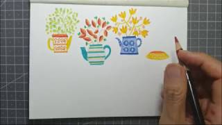 ASMR-색연필 드로잉,Colored pencil drawing easy_161/귀여운 화분 그림 그리기#화분 그림 #화분 그리기 #꽃 그림 #꽃 그리기 #쉬운 그림 #간단한 그림