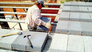 Building a house step by step 31 40 Ceiling beams and hollow bricks arrangement
