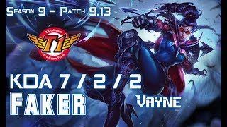 SKT T1 Faker VAYNE vs RENEKTON Mid - Patch 9.13 KR Ranked