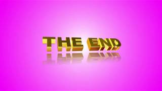 Футаж для концовки фильма с золотыми 3D титрами: THE END на фоне цвета Маджента