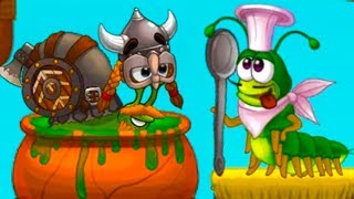 УЛИТКА БОБ 3 и Кид #2 Гусеница хочет съесть викинга Snail Bob - мультик игра для детей на пурумчата