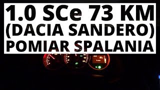 Dacia Sandero 1.0 SCe 73 KM (MT) - pomiar zużycia paliwa