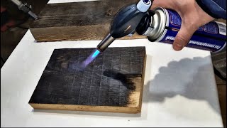 Обжиг, браширование и пропитка маслом сосновой и дубовой доски wood aging