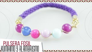 Cómo hacer pulsera Fosil con tejido kumihimo Kit 26307 | VARIEDADES CAROL