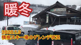 【暖冬】横根スキー場 2020.1.3 ゲレンデ状況(スノーボード、スキー)
