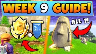 Fortnite WEEK 9 CHALLENGES GUIDE! – STONE HEADS Locations, Treasure MAP (Battle Royale Season 5)