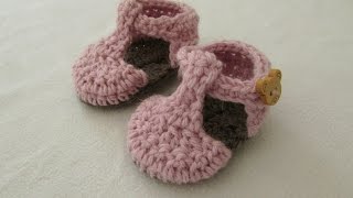 VERY EASY crochet T-bar baby shoes / booties tutorial