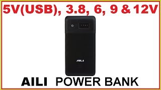 AILI 6*18650 POWER BANK with 3.8V, 5V, 6V, 9V & 12V
