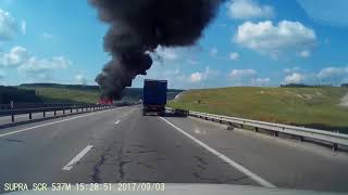 ДТП 03 09 2017 Лосево Бобровский район фура протаранила около 30 автомобилей и загорелась