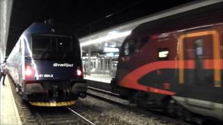 Wien Meidling [Teil 7: Nächtl. Bahnverkehr] mit ICE-T, ÖBB & ČD railjets +Werbelok, Wiener S-Bahn
