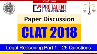 CLAT 2018 Actual Paper Discussion I Legal Reasoning Part-1 25 Questions