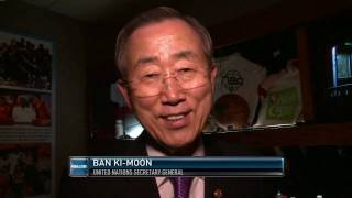 David Stern Hosts UN Secretary General Ban Ki-Moon at Madison Square Garden