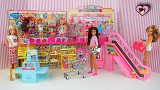 Barbie Doll Family Shopping Mall with Supermarket, Toy Store and Dress Shop!
