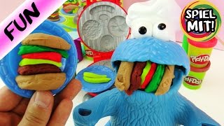 PLAY DOH BURGER PARTY mit Play Doh Krümelmonster! Hamburger selber machen mit Knete