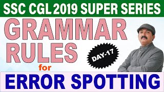Error Spotting | Grammar Rules | SSC CGL 2019 Super Series | Day 17 | Sumit Sir