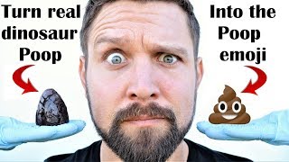 I Carve Petrified Dinosaur Poop (from What's Inside) Into The Poop Emoji (Dukey inception)