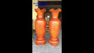 Đồ Gỗ Chuyền Lộc: Đôi lọ lục bình gỗ hương vân đẹp có một không hai
