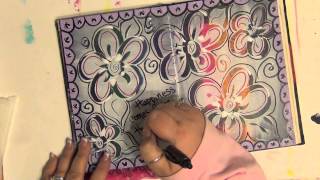 Mixed Media Art Journal Page - How-To - Acrylic Painting - Happy Flowers
