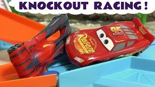 Disney Cars Toys McQueen knockout race with Avengers Hulk Spiderman Iron Man Batman & The Flash TT4U