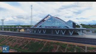 Spectacular! Aerial view of Chinese-built Mombasa-Nairobi railway in Kenya