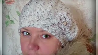 весенний берет спицами