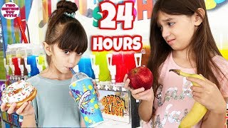 We only ate GAS STATION FOOD for 24 HOURS! | Emily and Evelyn